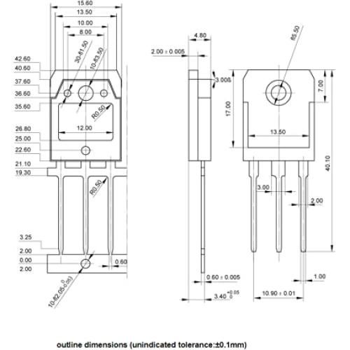 Transistores de Potencia NPN TIP35C Bridgold 25A 100V 5pcs