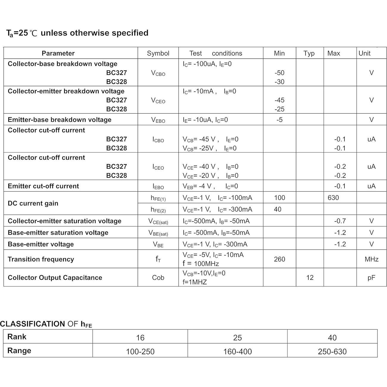 20 Transistores PNP BC327B TO-92 45V 500mA 625mW HUABAN