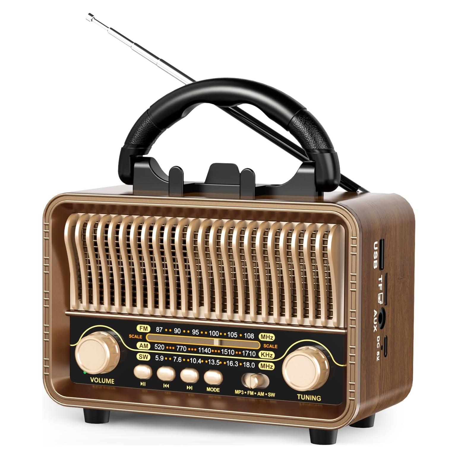 Radio Portátil Retro MG002 Bluetooth AM FM SW 1200mAh