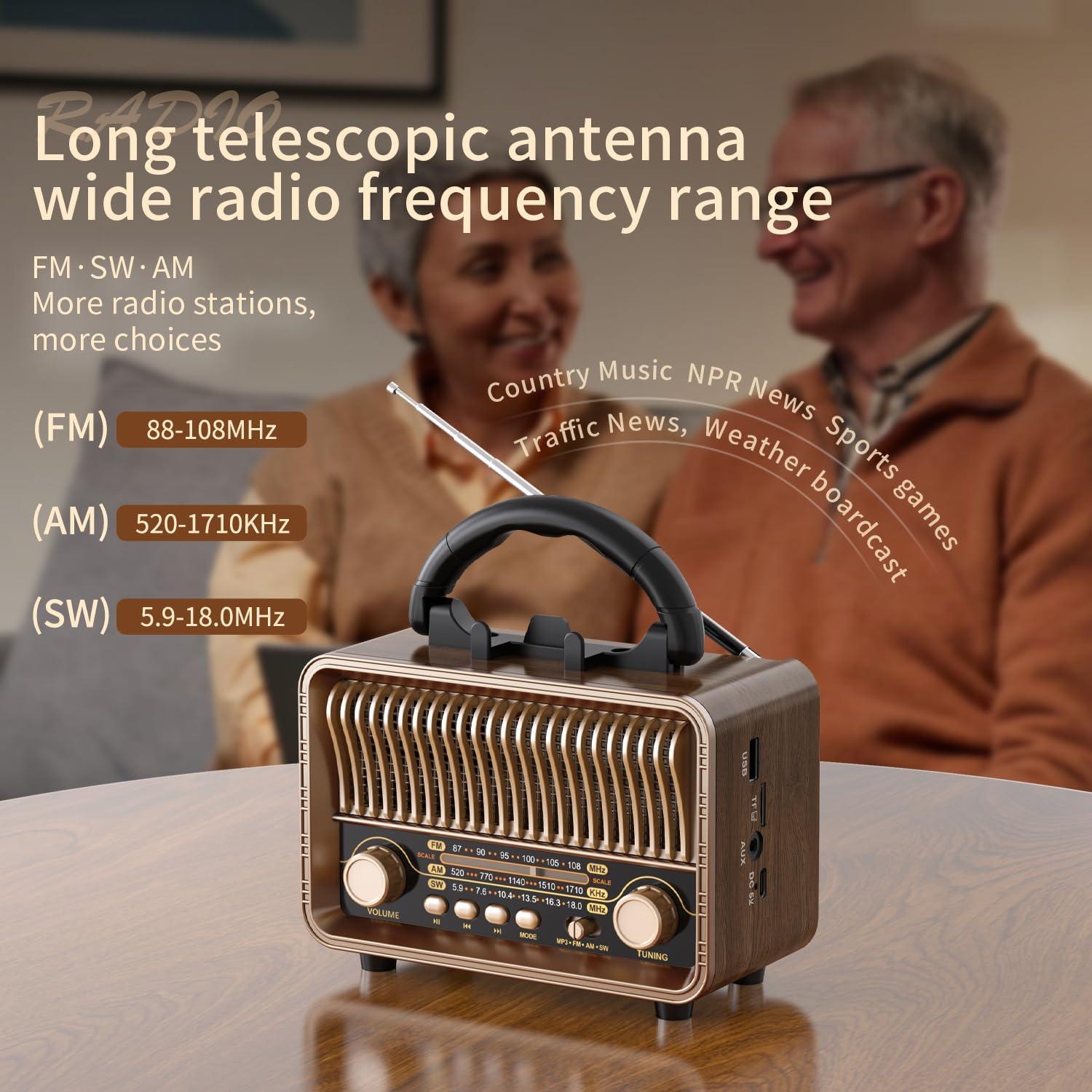 Radio Portátil Retro MG002 Bluetooth AM FM SW 1200mAh