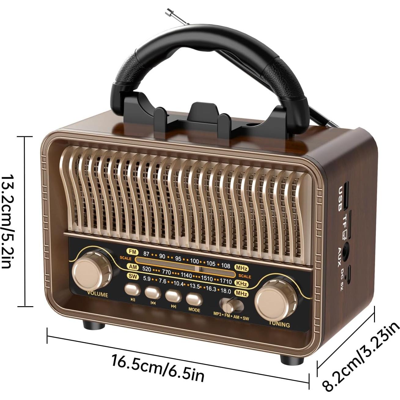 Radio Portátil Retro MG002 Bluetooth AM FM SW 1200mAh