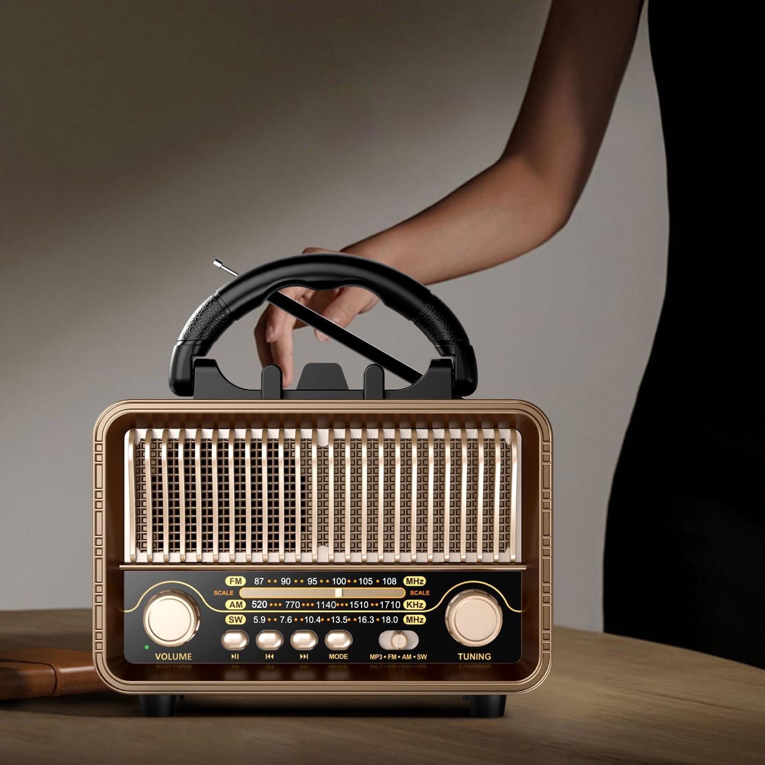 Radio Portátil Retro MG002 Bluetooth AM FM SW 1200mAh