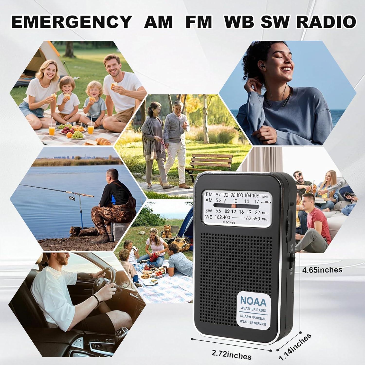 Radio portátil AM FM SW WB iRonthunder 4 bandas recargable