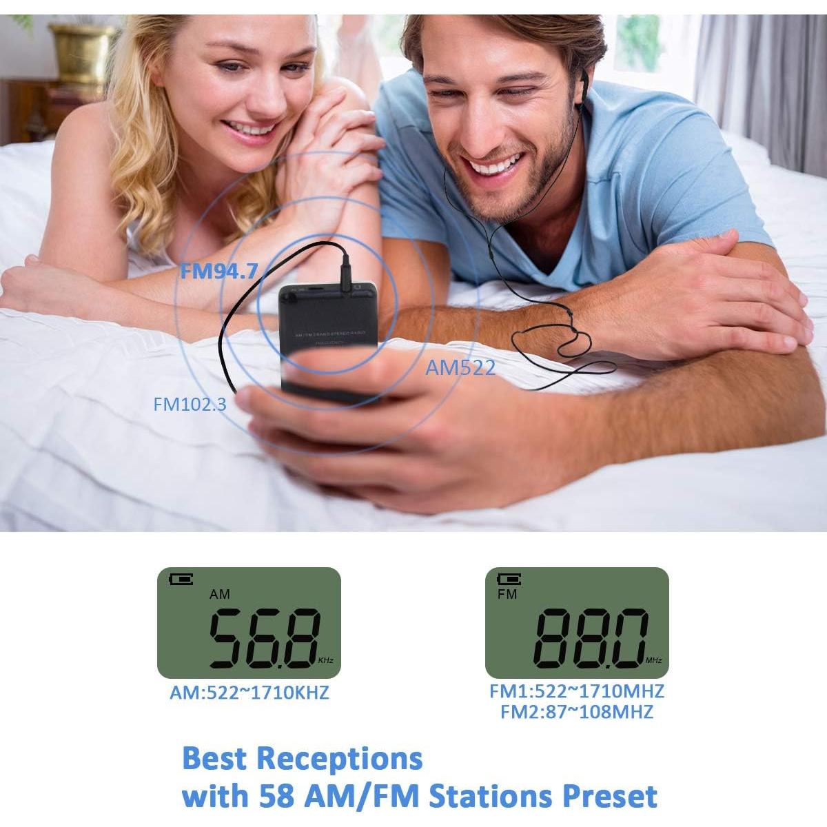 Radio de Bolsillo Flyoukki AM FM Compacta Plata con Auriculares