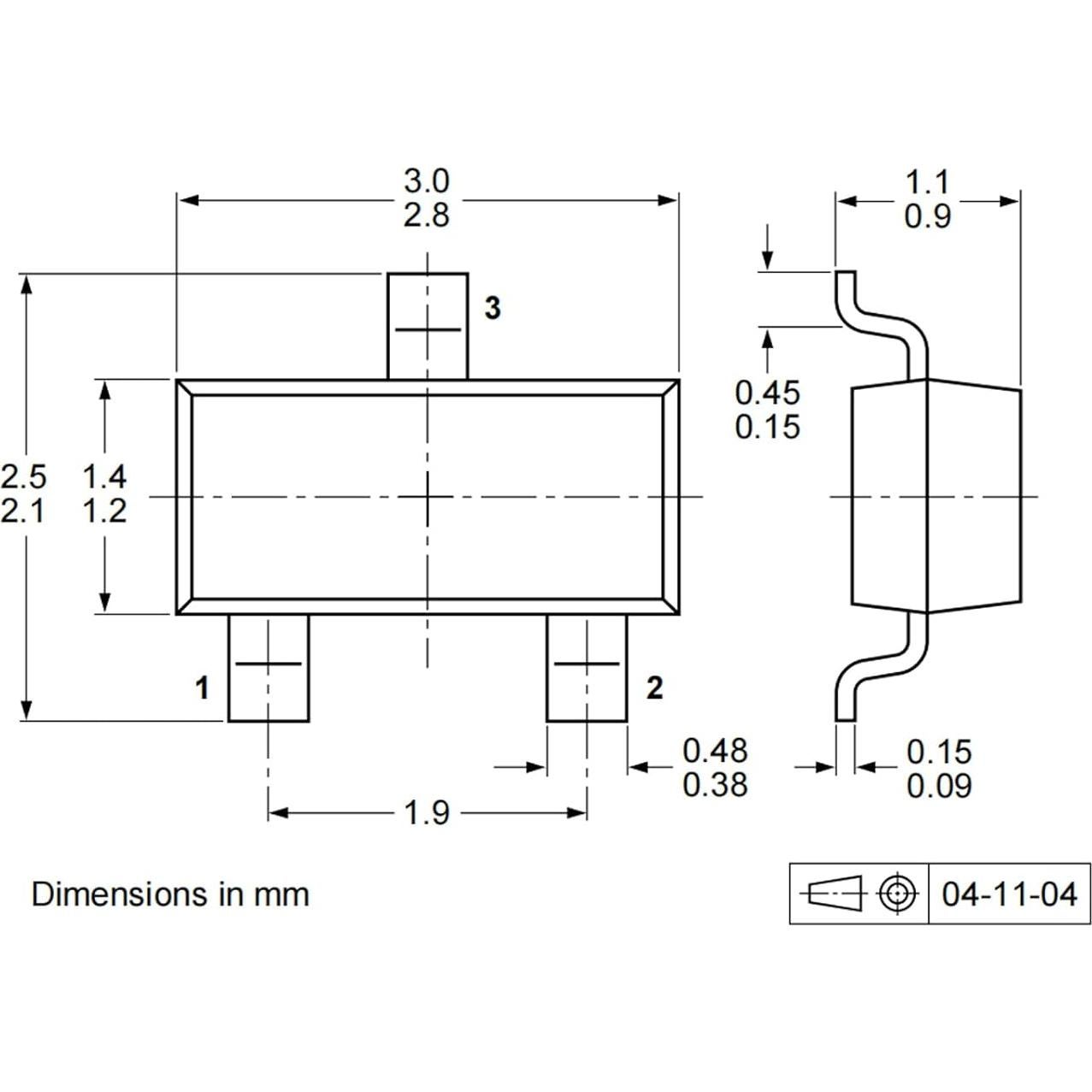 100 Transistores NPN BC847B SOT-23 45V 100mA Formiden