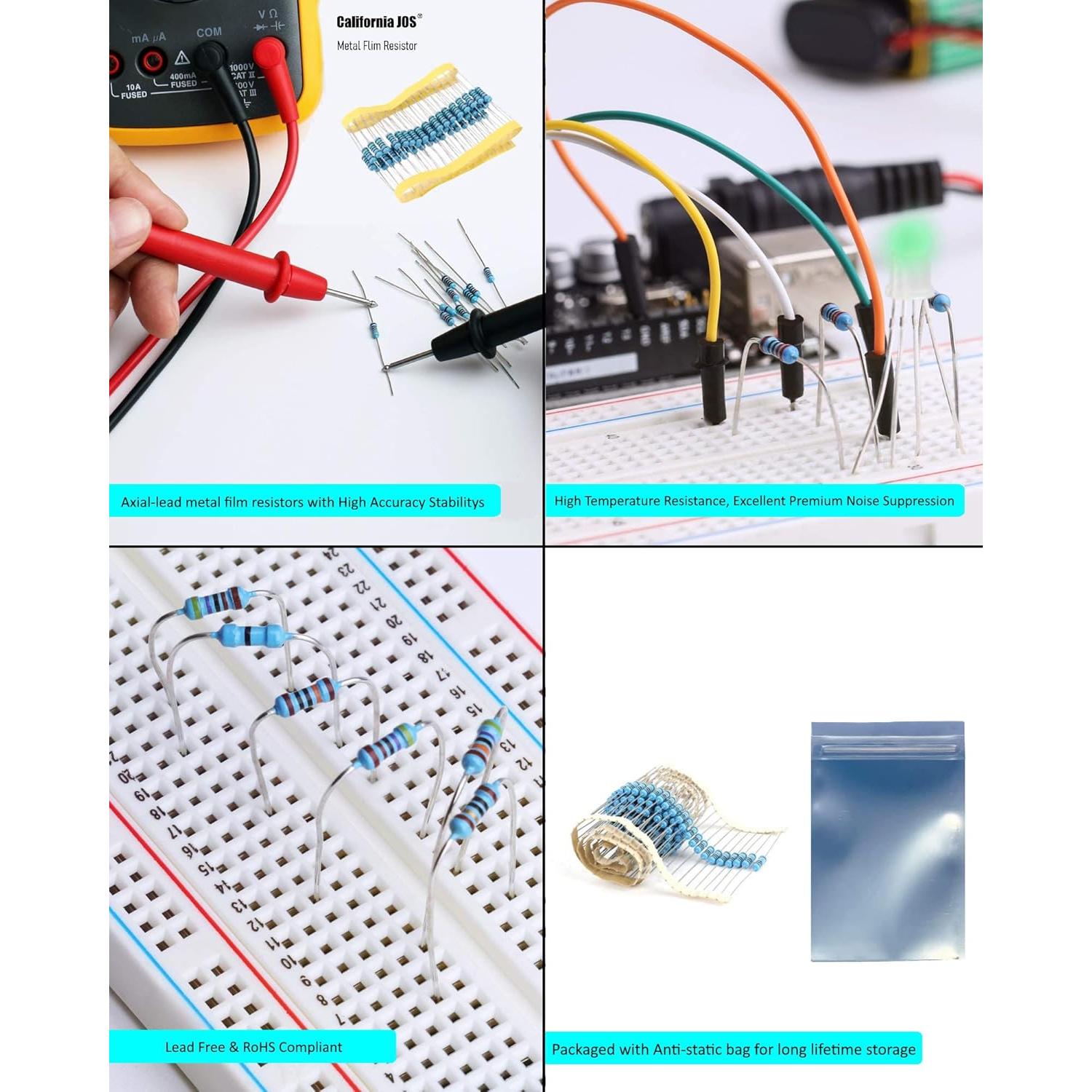 100 Resistencias 1K ohm 1/4W Tolerancia 1% California JOS