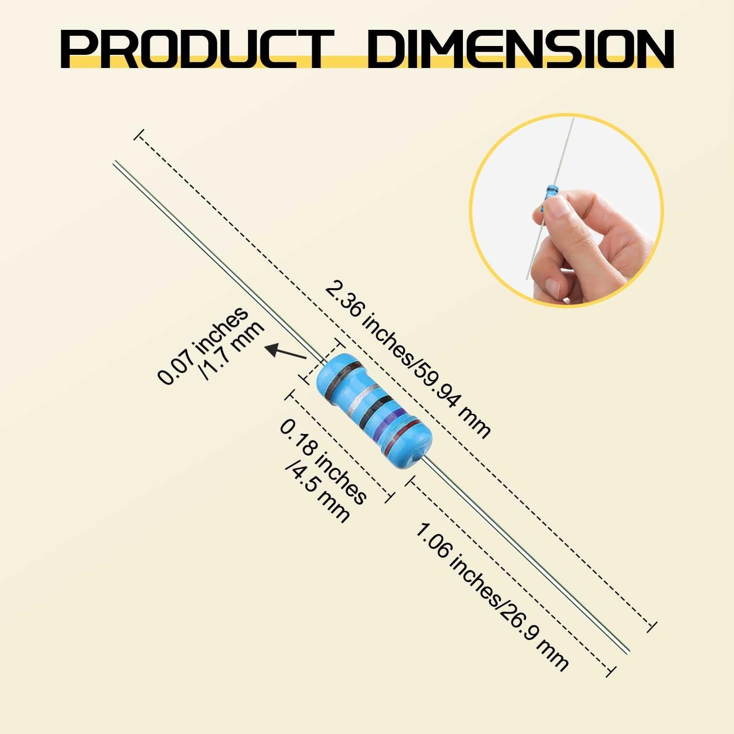 Kit de Resistores de Película Metálica Upvivi 500pcs 1/4W 1%