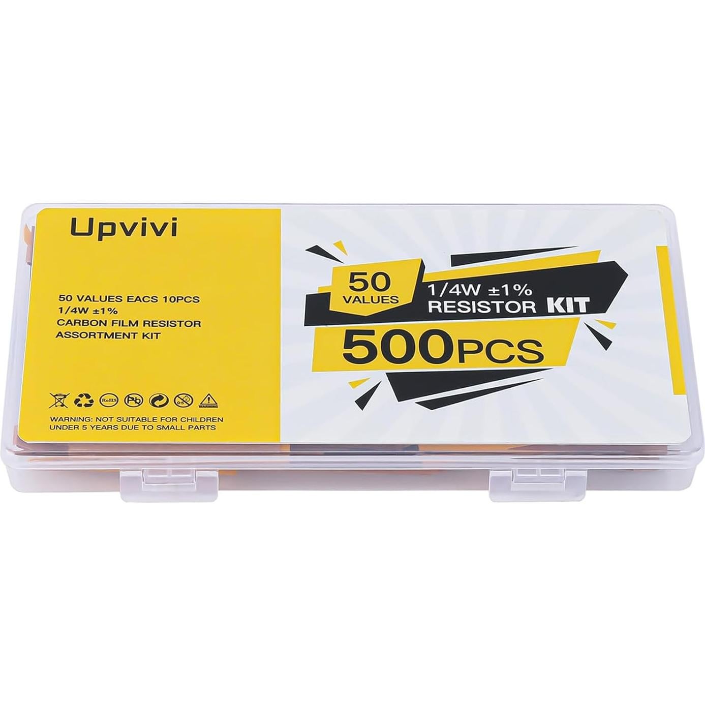 Kit de Resistores de Película Metálica Upvivi 500pcs 1/4W 1%