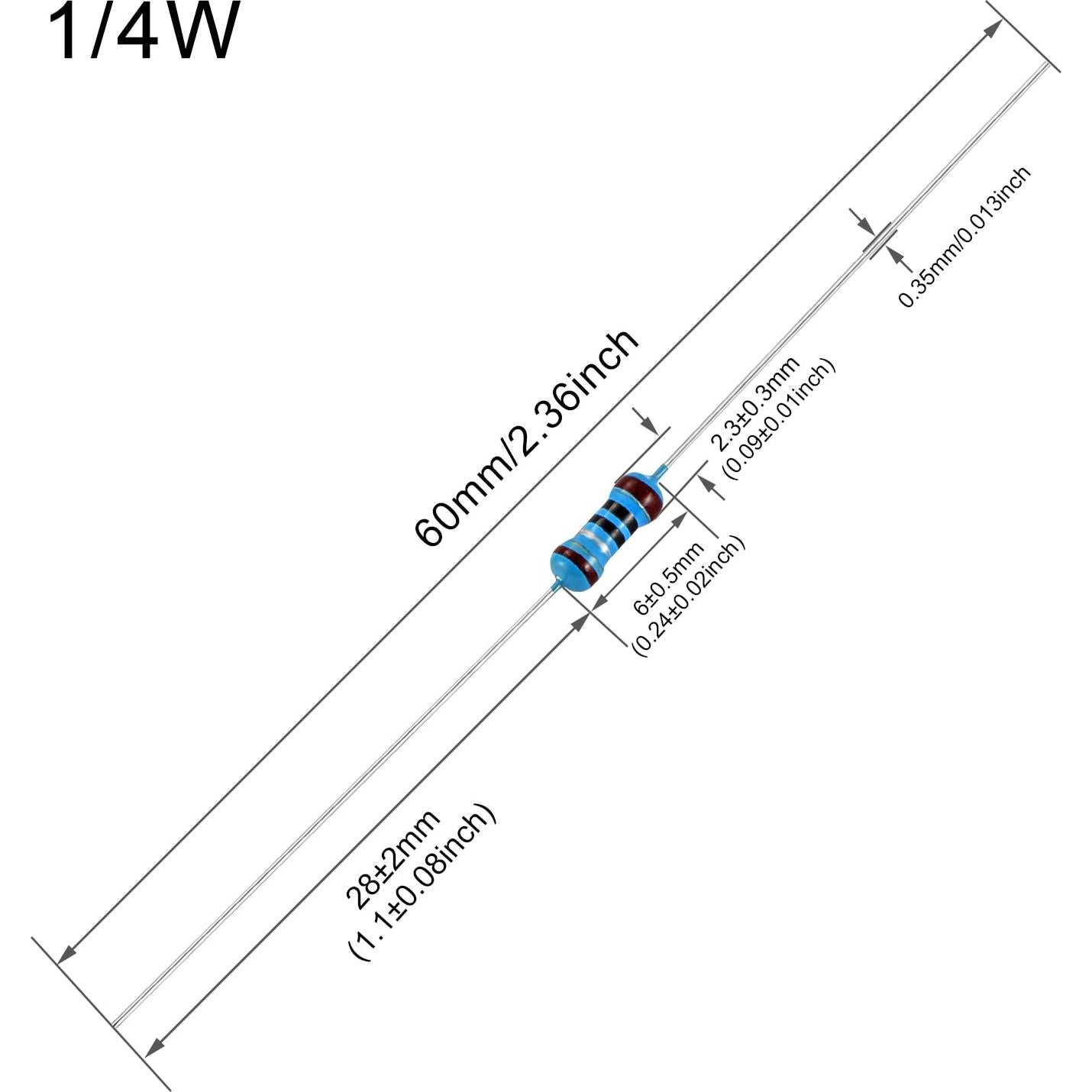 Resistores de Película Metálica 1K ohm 1/4W 100 pcs EDGELEC