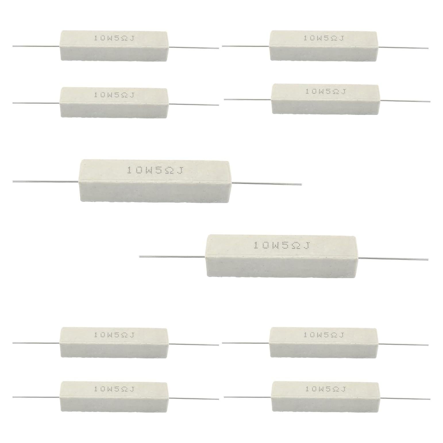 Kit de 10 Resistores Cerámicos 10W 5 Ohm Waziaqoc