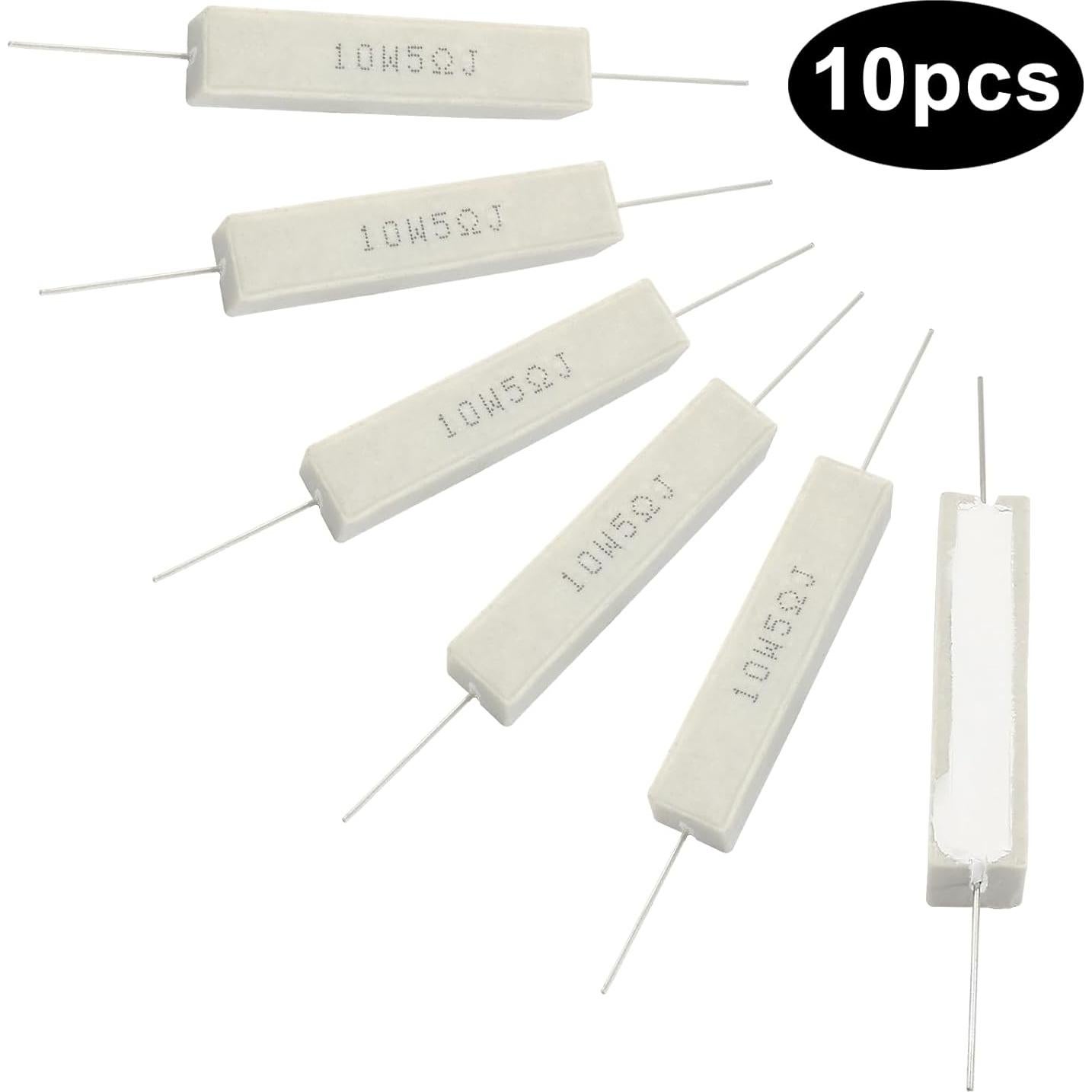 Kit de 10 Resistores Cerámicos 10W 5 Ohm Waziaqoc