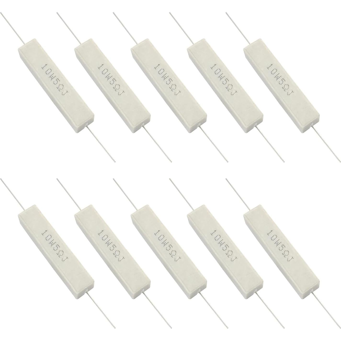 Kit de 10 Resistores Cerámicos 10W 5 Ohm Waziaqoc