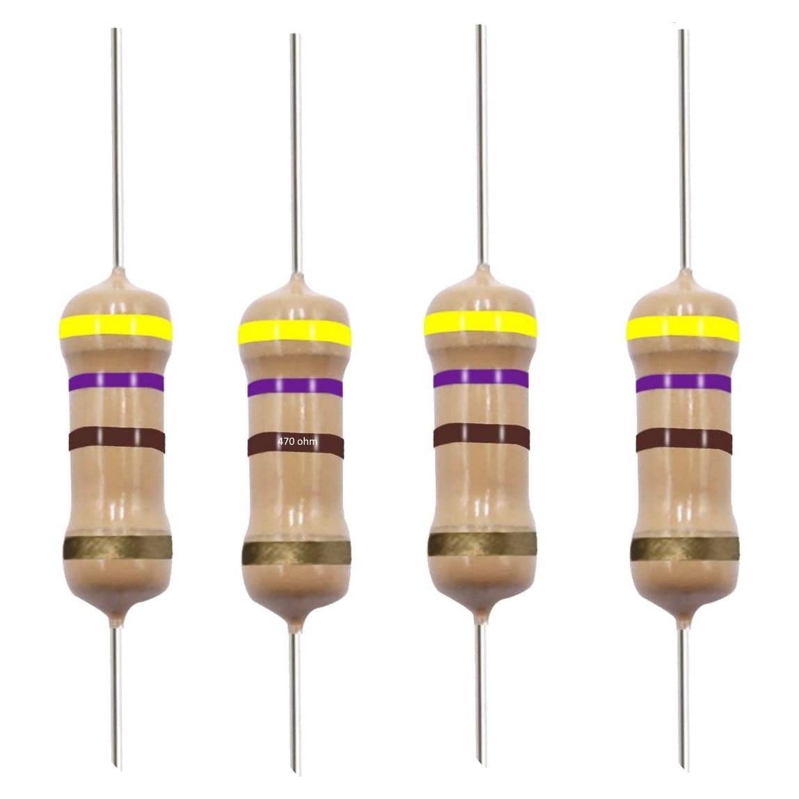 Resistor de Película de Carbono 470 Ohm 1/2W 5% Tolerancia - 10 PCS