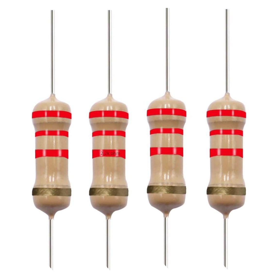 Resistor de Película de Carbono 2.2K Ohm 1/2W - Paquete de 40