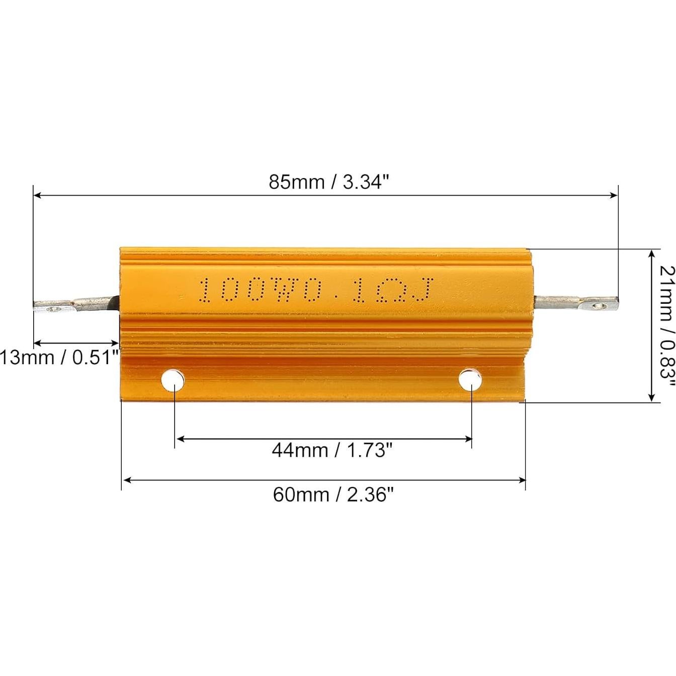 Resistor de Potencia 100W 0.1 Ohm Aluminio PATIKIL - Paquete de 2