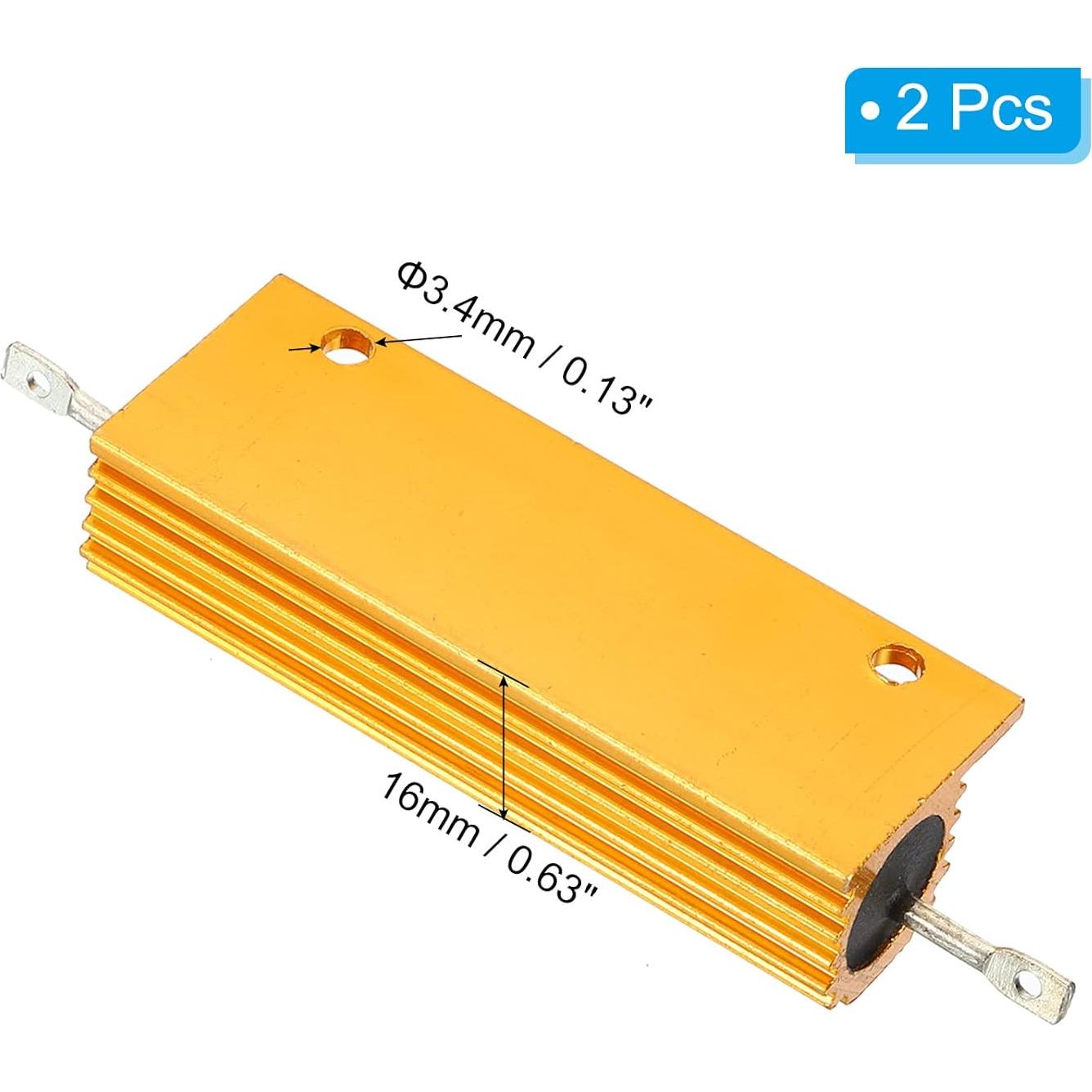 Resistor de Potencia 100W 0.1 Ohm Aluminio PATIKIL - Paquete de 2