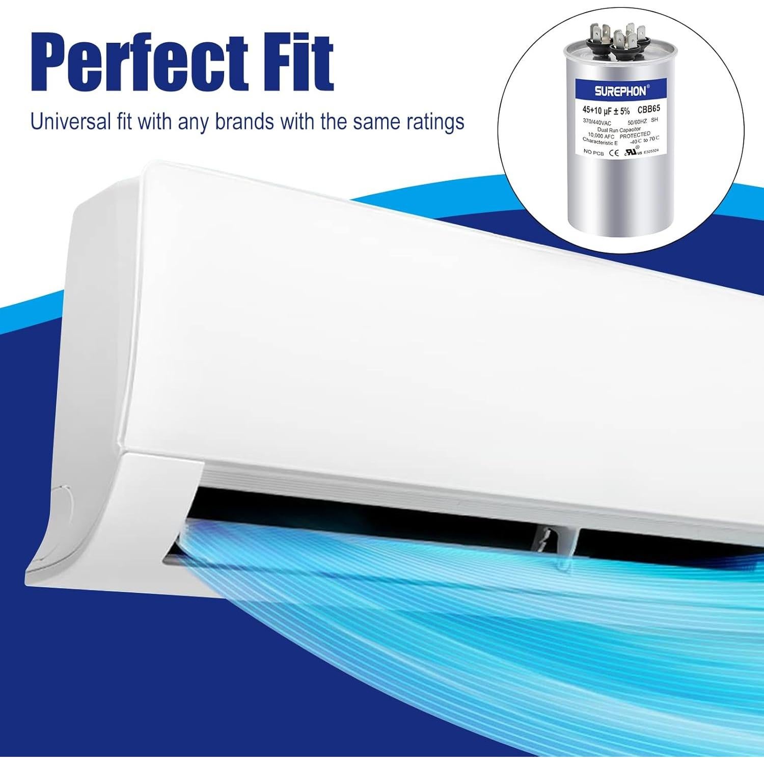 Capacitor de Arranque Doble SUREPHON 45+10uF 370V CBB65B