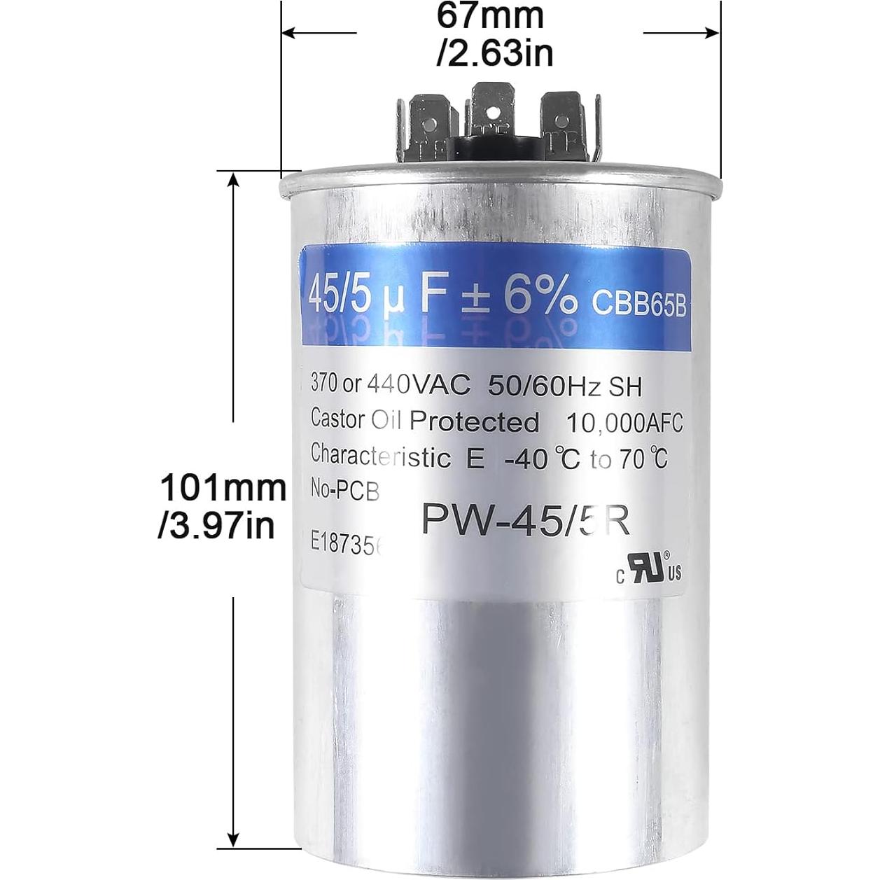 Paquete de 2 Capacitores de Arranque 45+5uF CBB65 UMLIFE