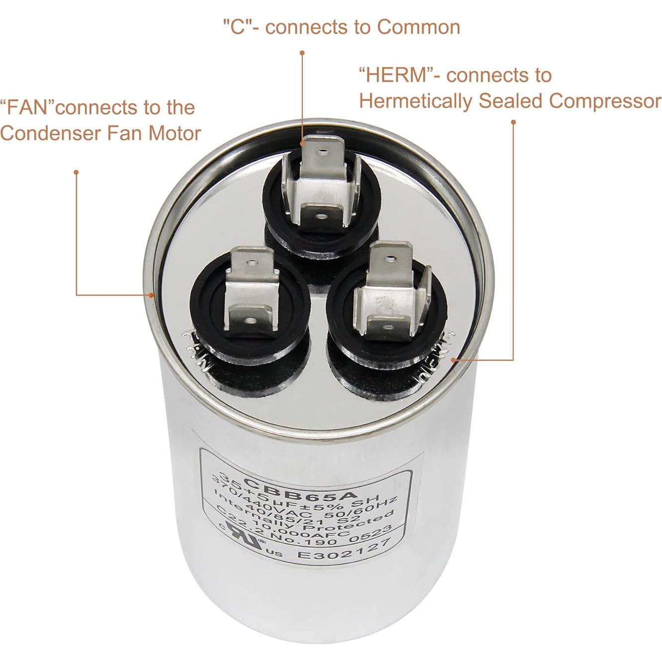 2 Capacitores de Arranque Doble CBB65B 35+5 MFD 370/440V