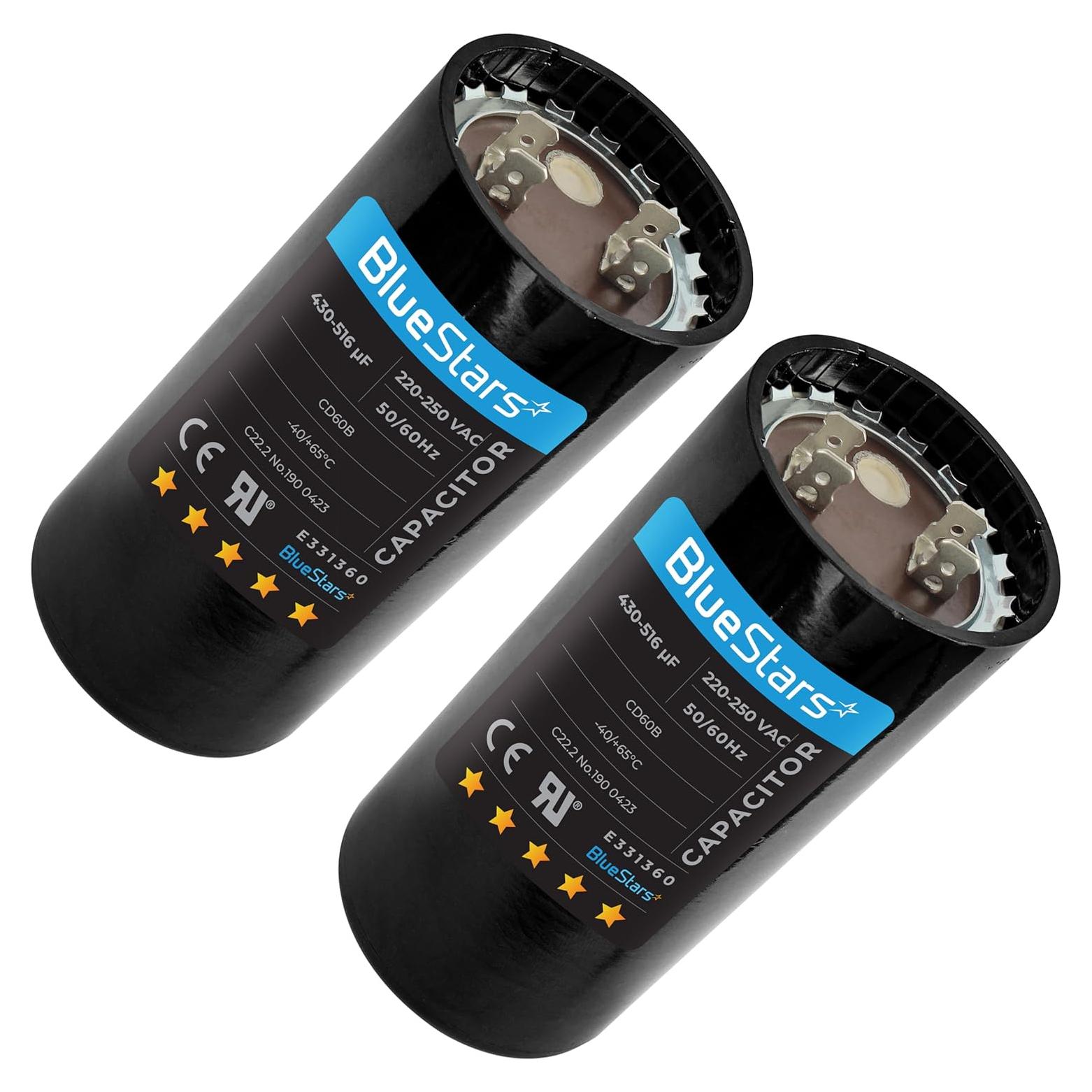 Capacitor de Arranque Redondo BlueStars 430-516 uF 220-250 VAC