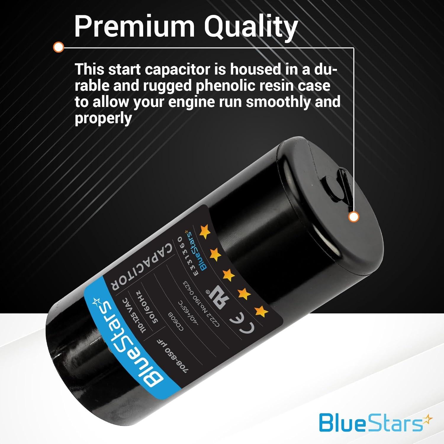 Capacitor de Arranque Redondo BlueStars 430-516 uF 220-250 VAC