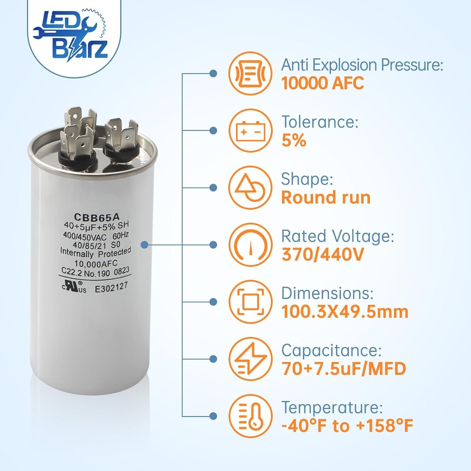 Capacitor de Arranque Doble 40+5 uF Trane CPT00668 440 VAC