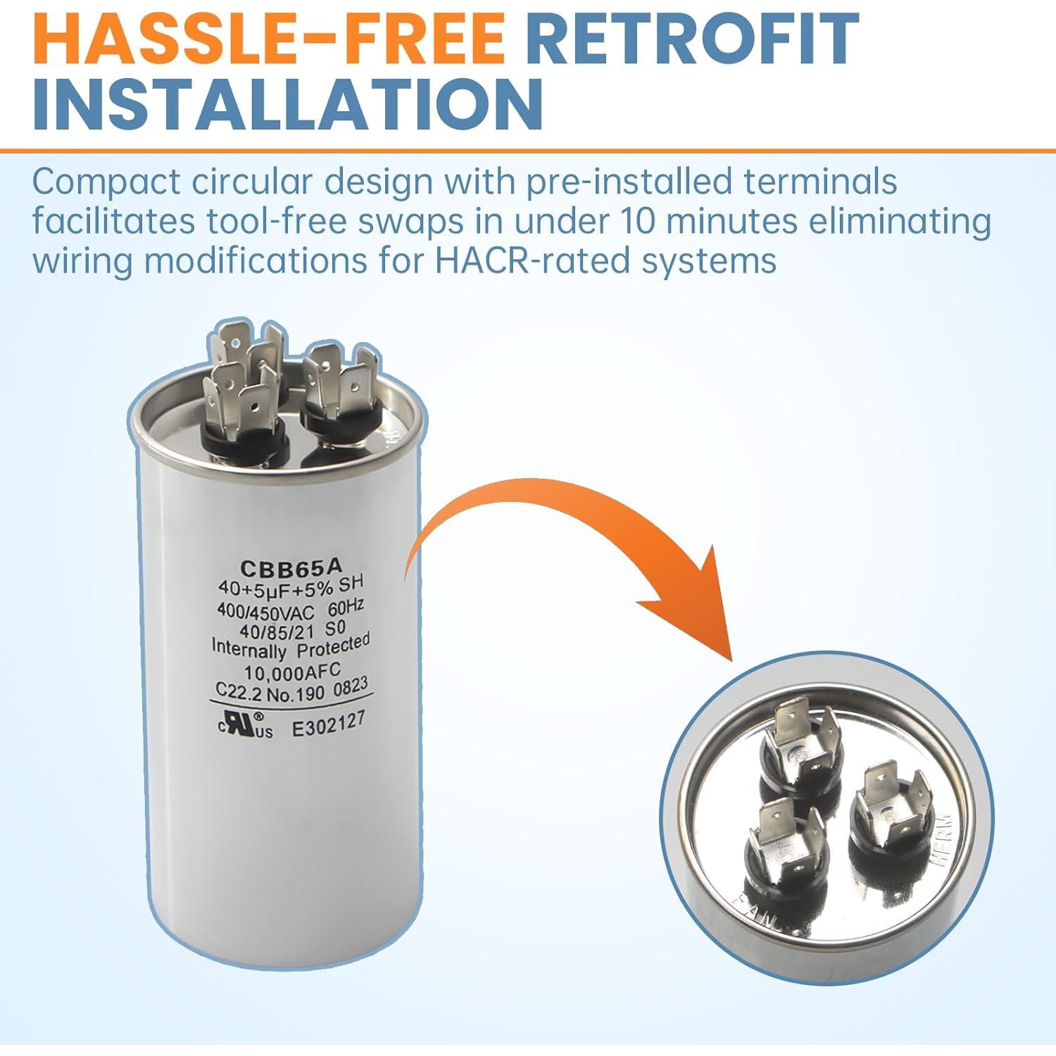 Capacitor de Arranque Doble 40+5 uF Trane CPT00668 440 VAC
