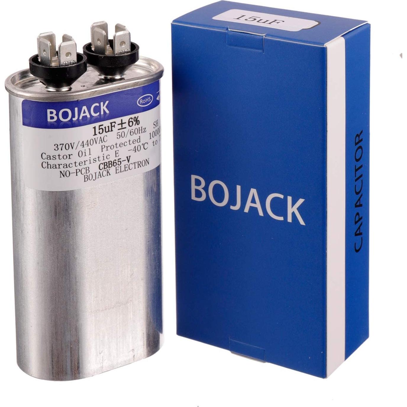 Capacitor BOJACK 15 uF 370V/440V Ovalado para Motor AC