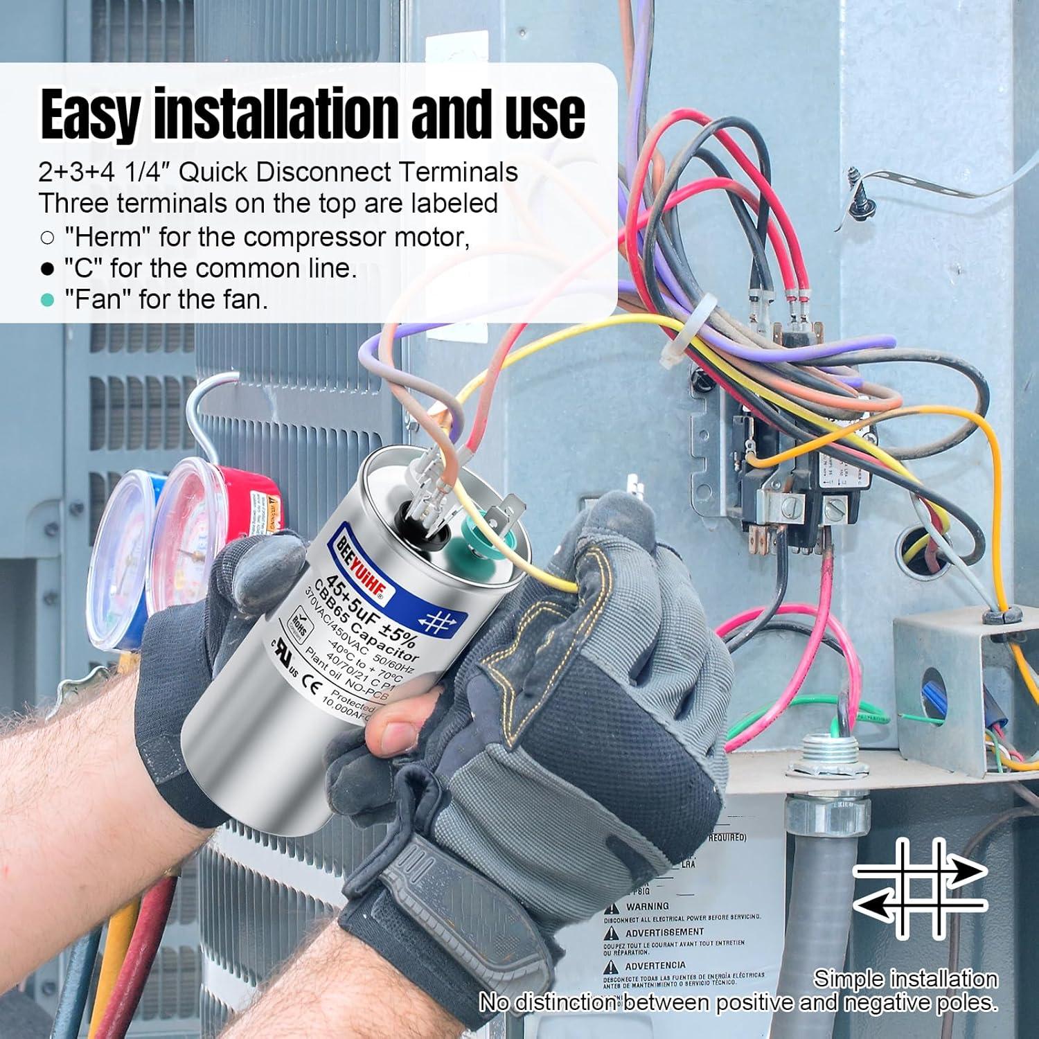 Capacitor CBB65 BEEYUIHF 45+5uF Doble Arranque 370V