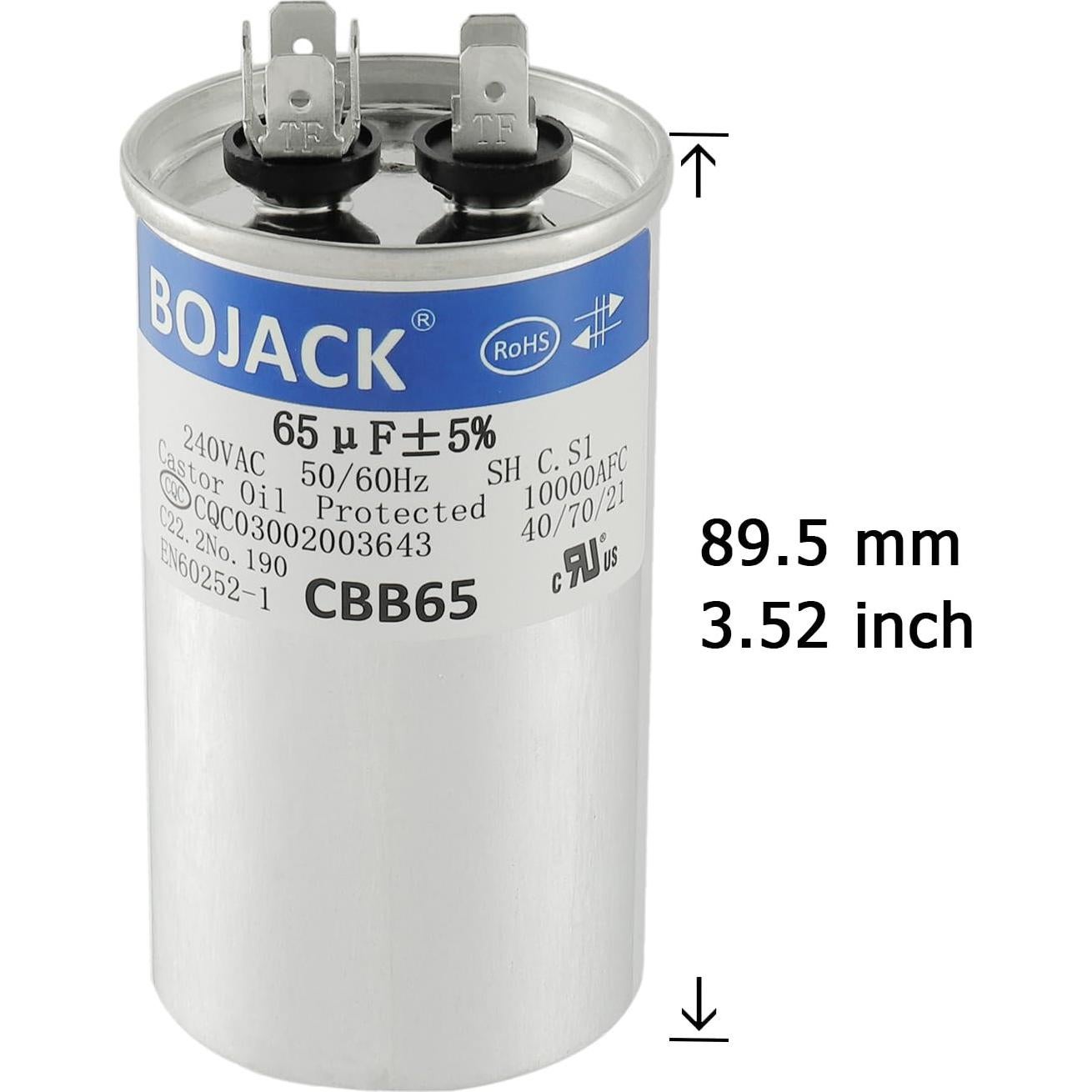 Capacitor de Arranque BOJACK 65 uF 240V CBB65 para Ventilador