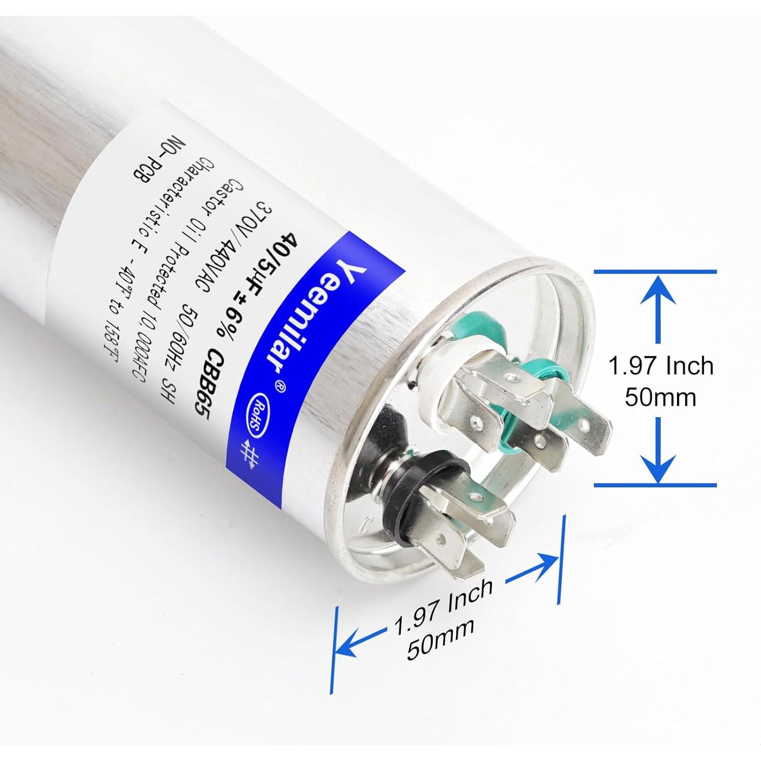 Capacitor CBB65 40+5uF 370V/440V Doble Función HVAC