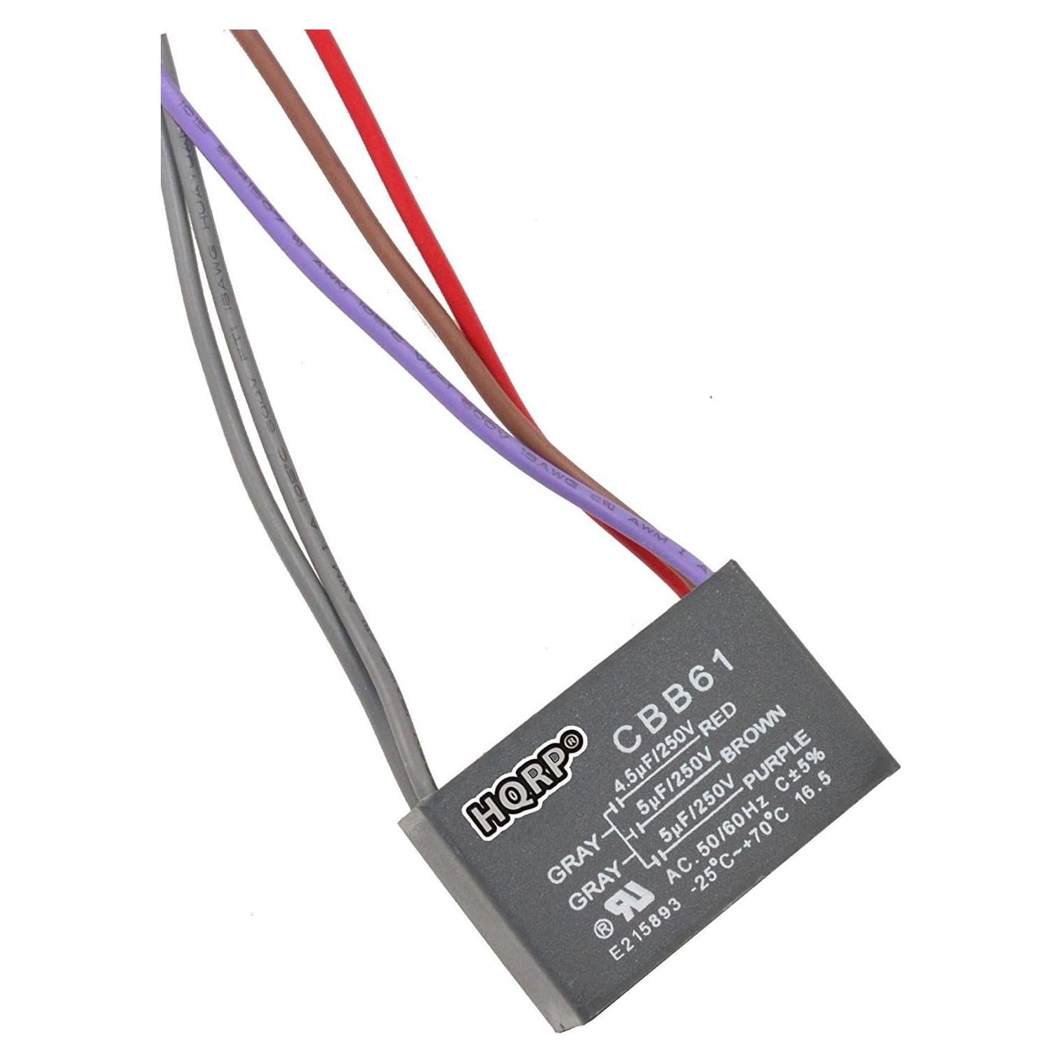 Capacitor HQRP 4.5uf+5uf+5uf 5-Cable para Ventilador de Techo