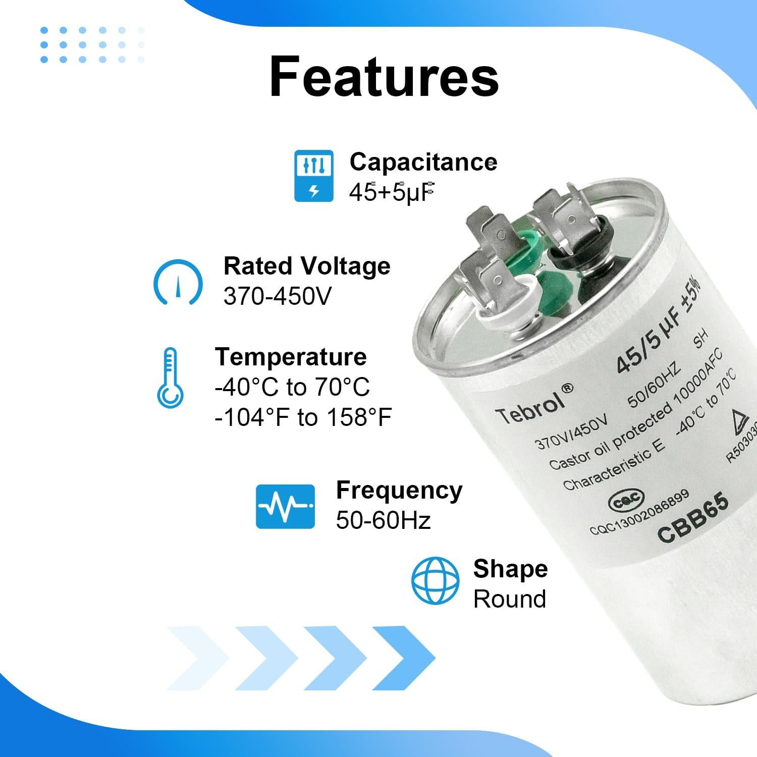 Capacitor Redondo Doble Función GYHMK 45+5uF 370V/450V