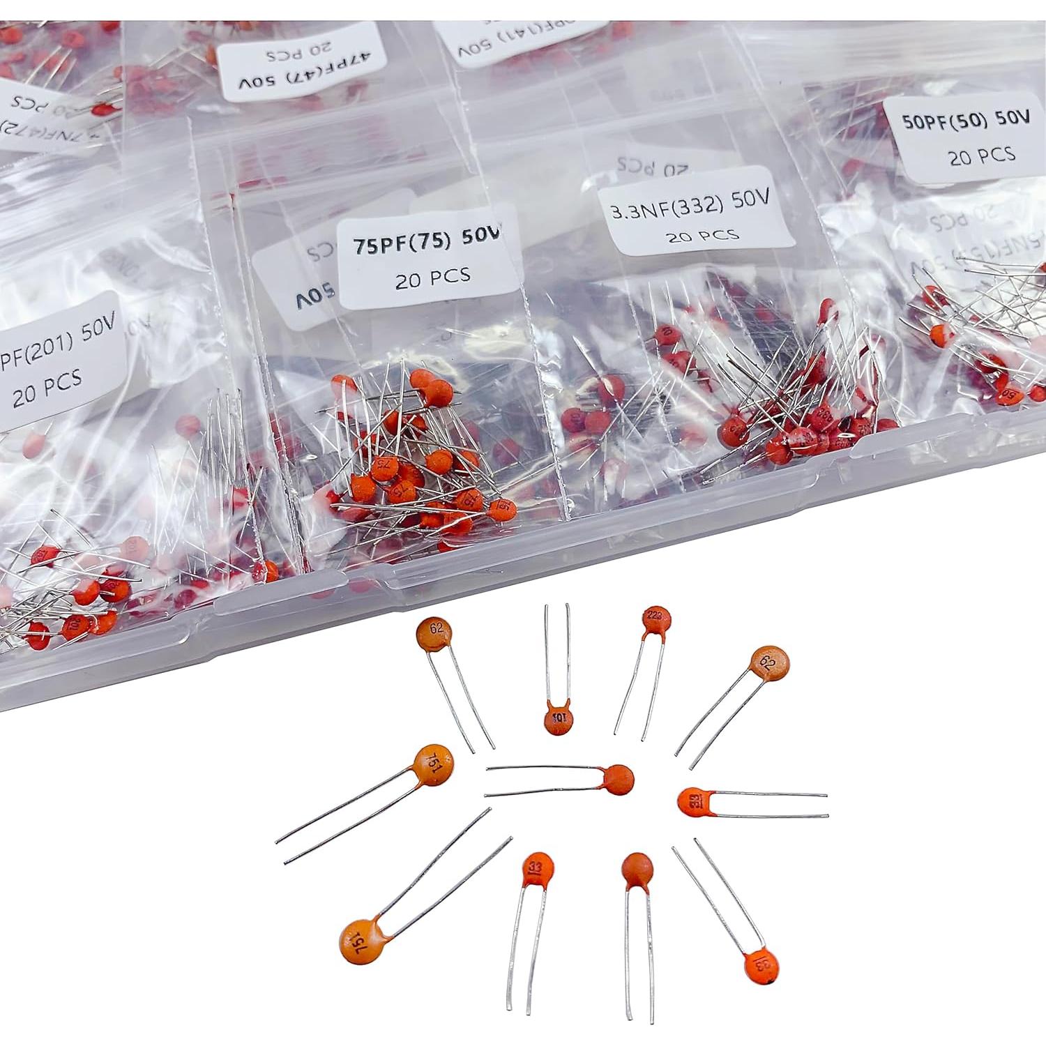 Kit de Capacitores Cerámicos 60 Valores 1200 Piezas 50V PANMILED