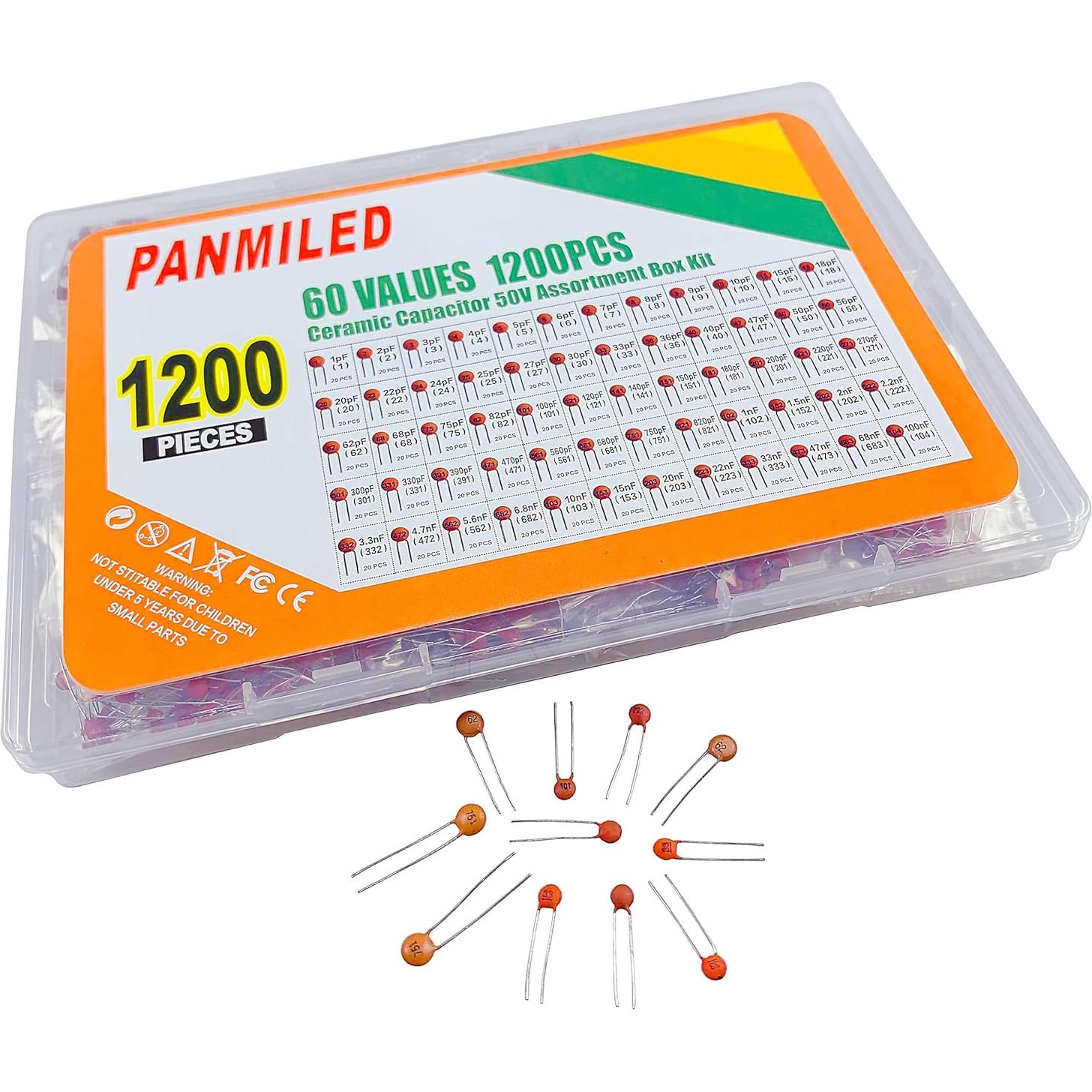 Kit de Capacitores Cerámicos 60 Valores 1200 Piezas 50V PANMILED