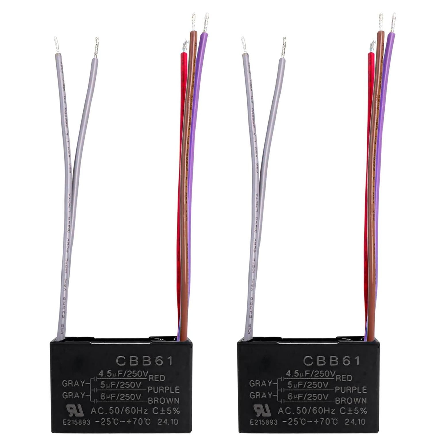 Condensador de Ventilador de Techo Podoy CBB61 250VAC 4.5uF 5uF 6uF (2 Piezas)