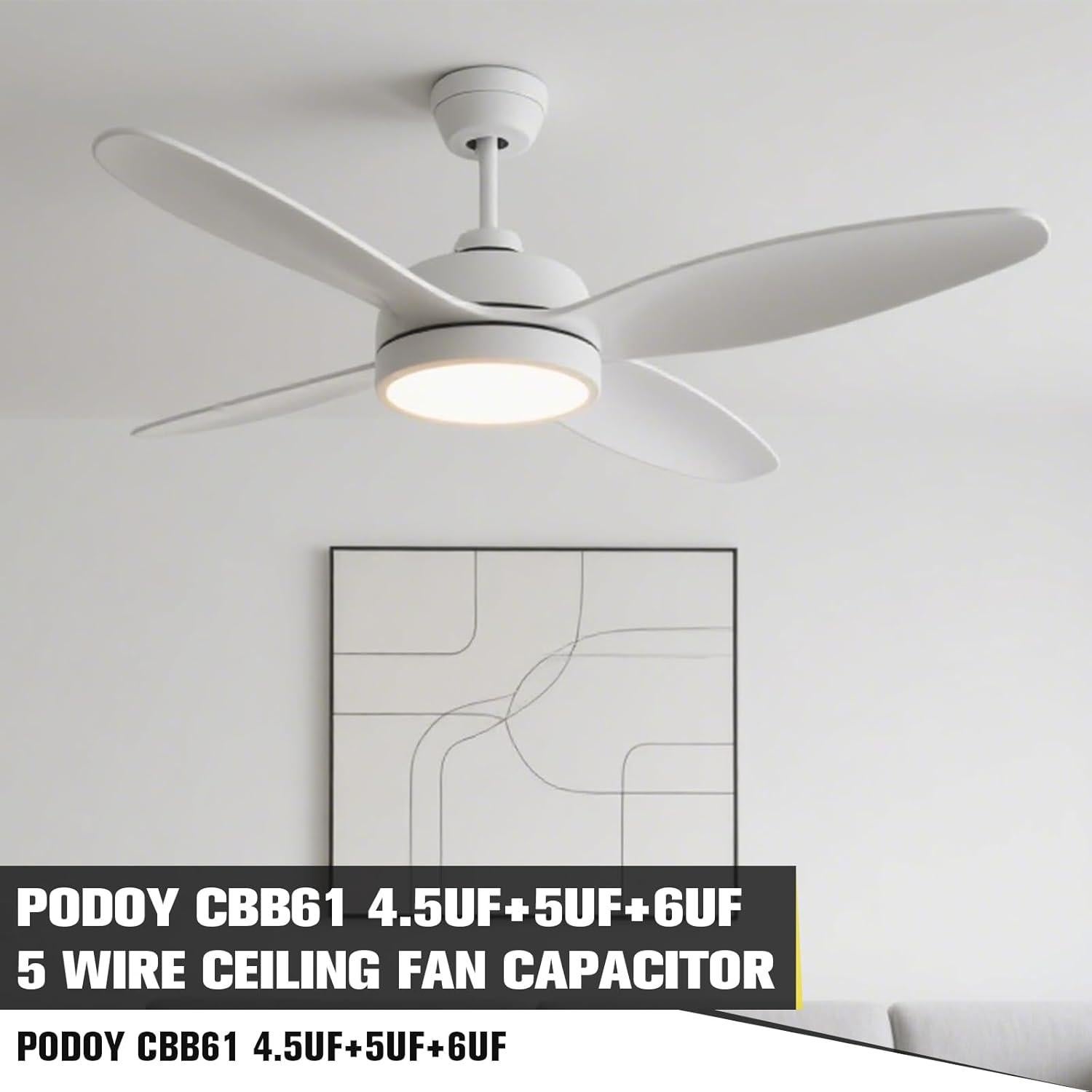 Condensador de Ventilador de Techo Podoy CBB61 250VAC 4.5uF 5uF 6uF (2 Piezas)