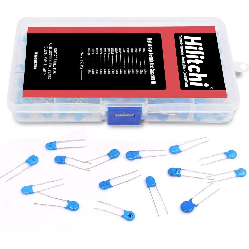 Kit de Capacitores Cerámicos Hilitchi 150 Piezas 2KV 100pF-10000pF
