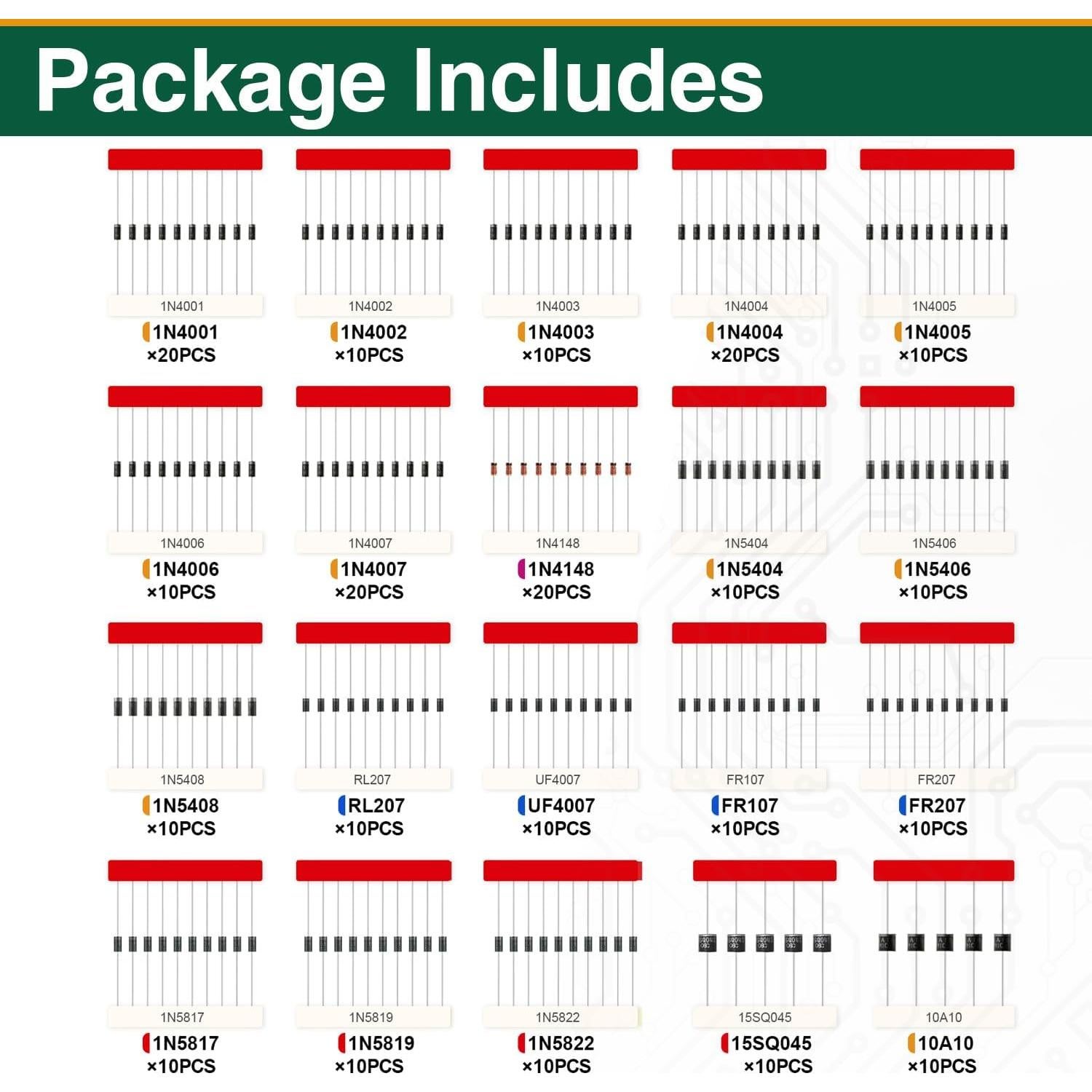 Kit de Diodos Mrdilla DK01 - 240 Piezas, 20 Valores