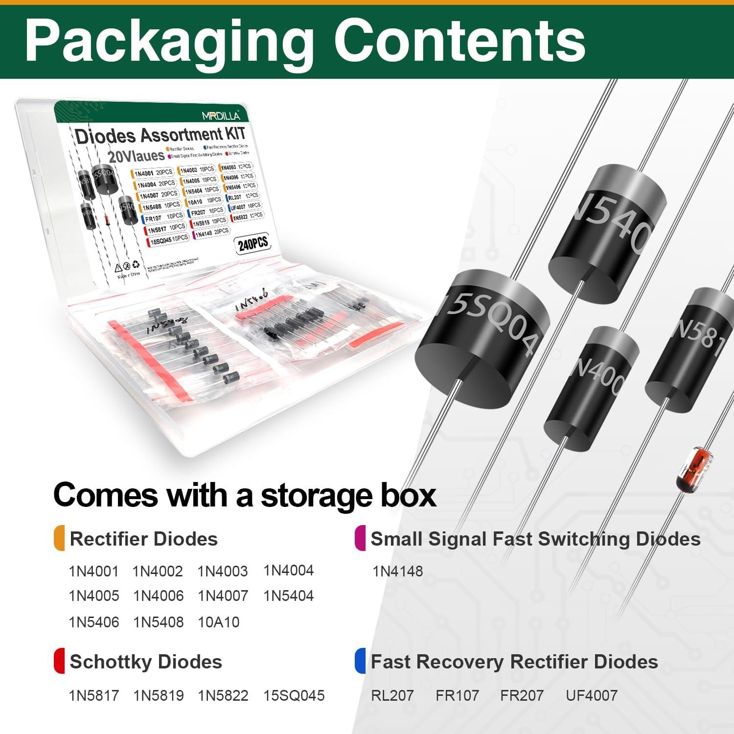Kit de Diodos Mrdilla DK01 - 240 Piezas, 20 Valores
