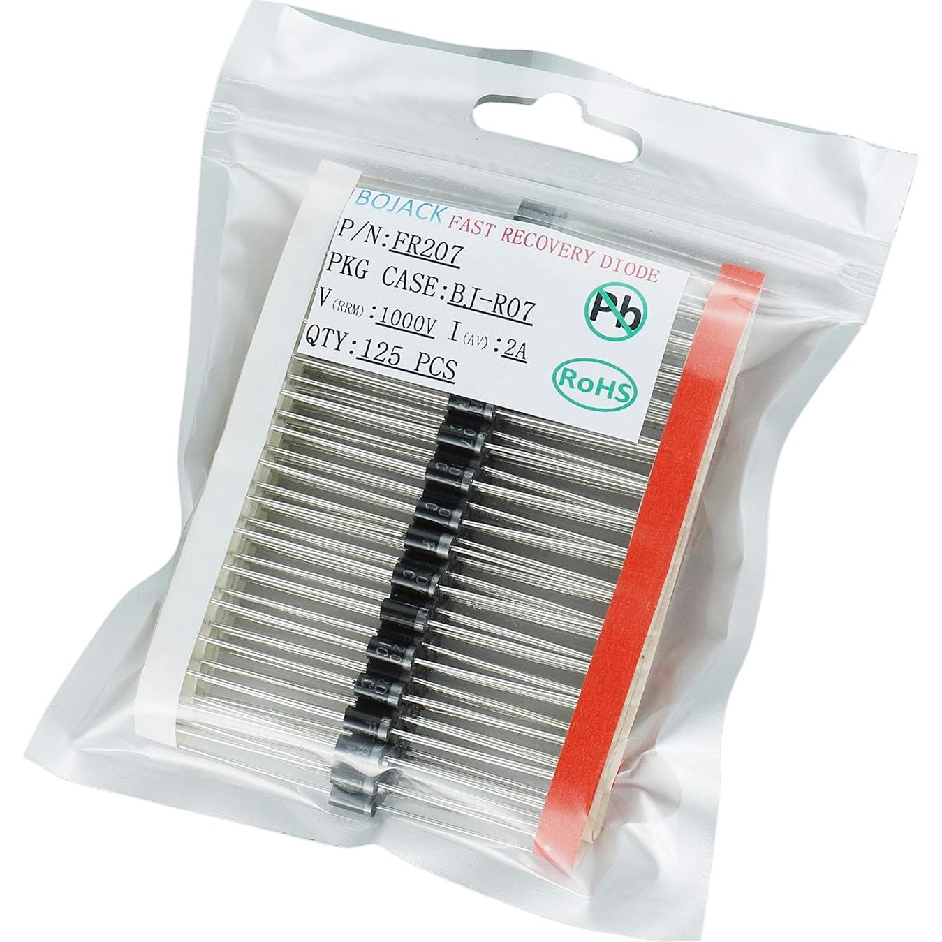 Diodo de Recuperación Rápida BOJACK FR207 2A 1000V Axial 125 Pcs