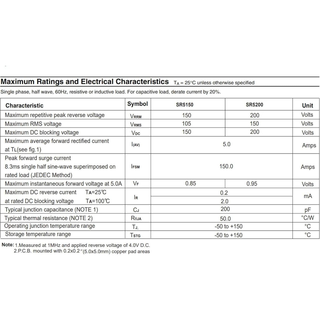 Paquete de 50 Diodos Schottky Bridgold SR3100 SR3200 SR560 SR5100 SR5200