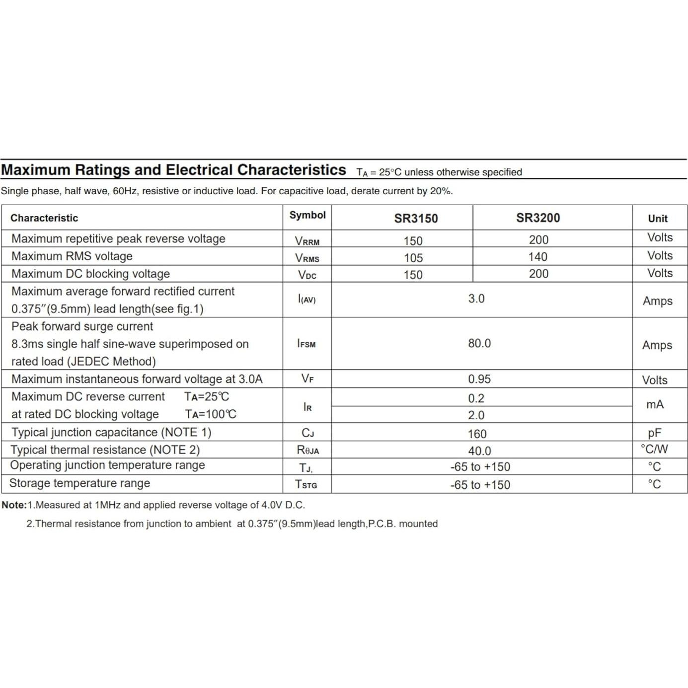 Paquete de 50 Diodos Schottky Bridgold SR3100 SR3200 SR560 SR5100 SR5200