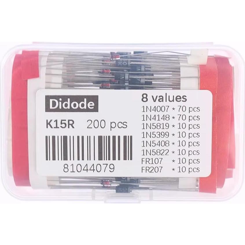 Kit de Diodos Rectificadores 200pcs WOWOONE 8 Valores
