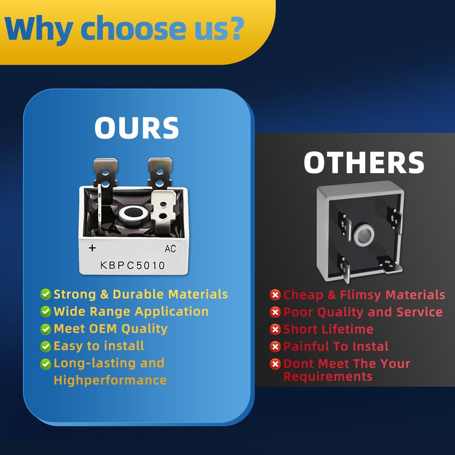 Diodo Rectificador de Puente KBPC5010 50A 1000V - 12PCS