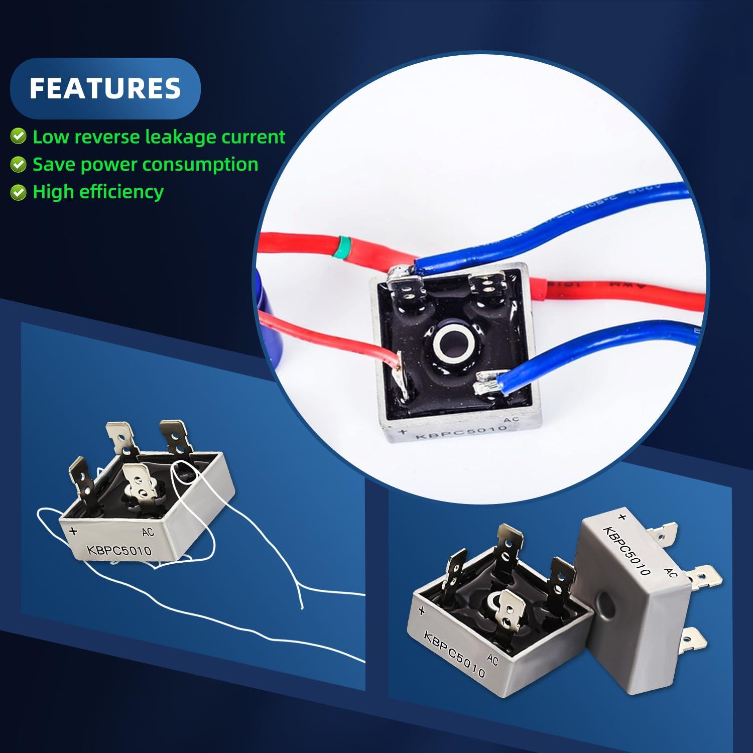 Diodo Rectificador de Puente KBPC5010 50A 1000V - 12PCS