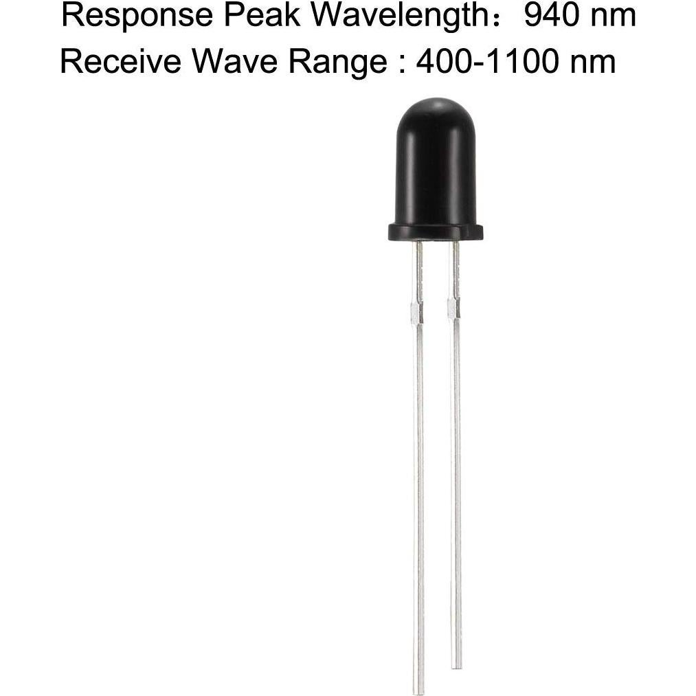 20 Diodos Fotodiodos uxcell 5mm Sensibles a la Luz