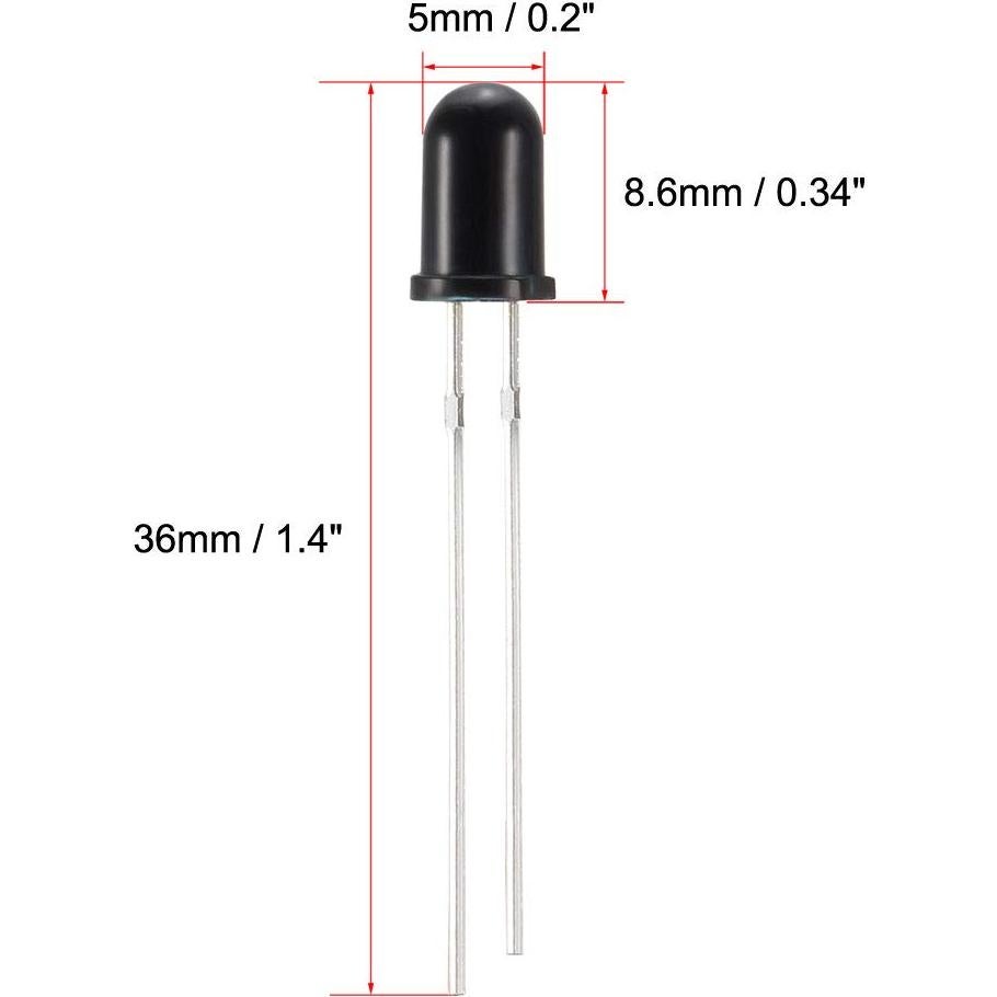 20 Diodos Fotodiodos uxcell 5mm Sensibles a la Luz