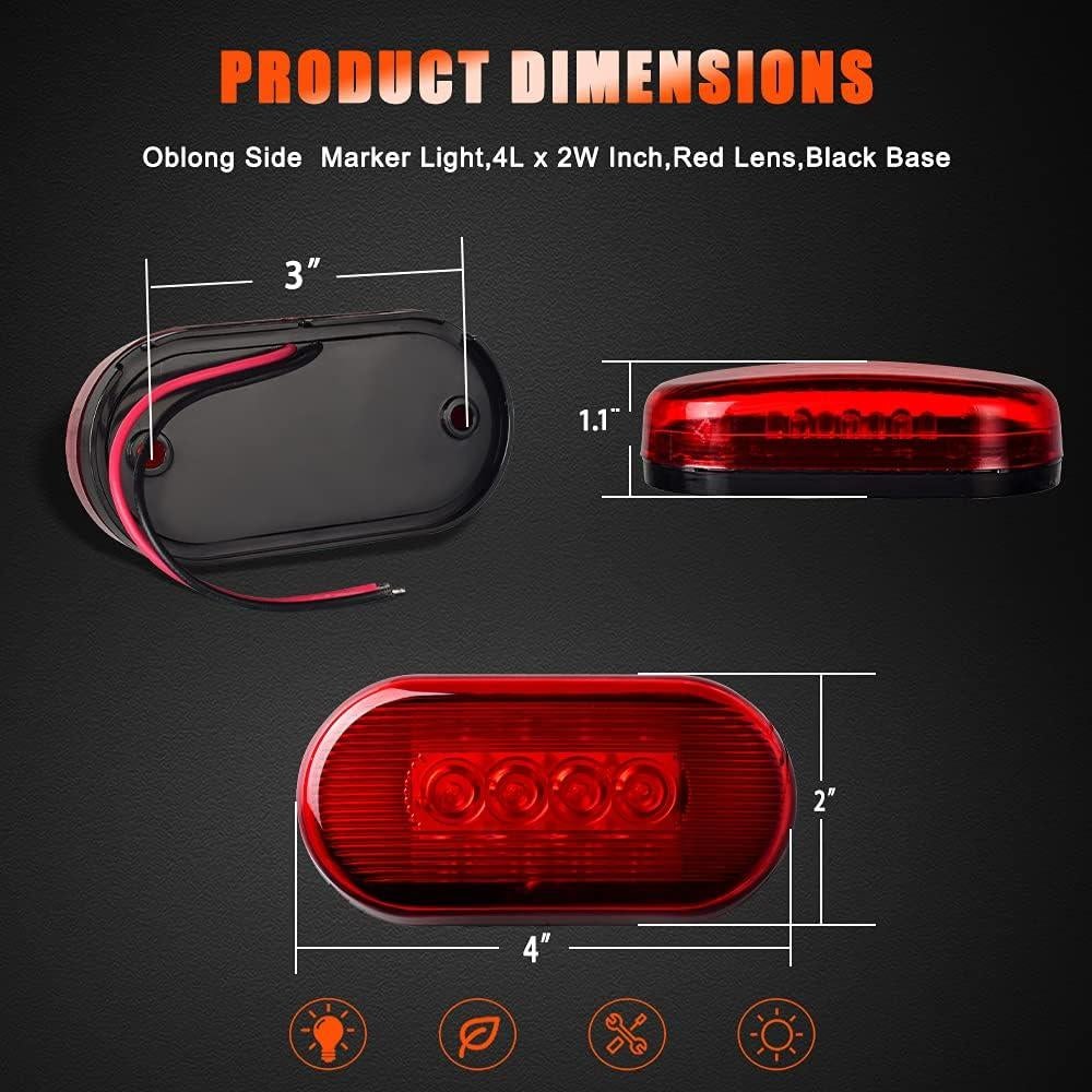 Luces de Marcador Lateral LED Nifeida 2 Pcs Rojo IP67