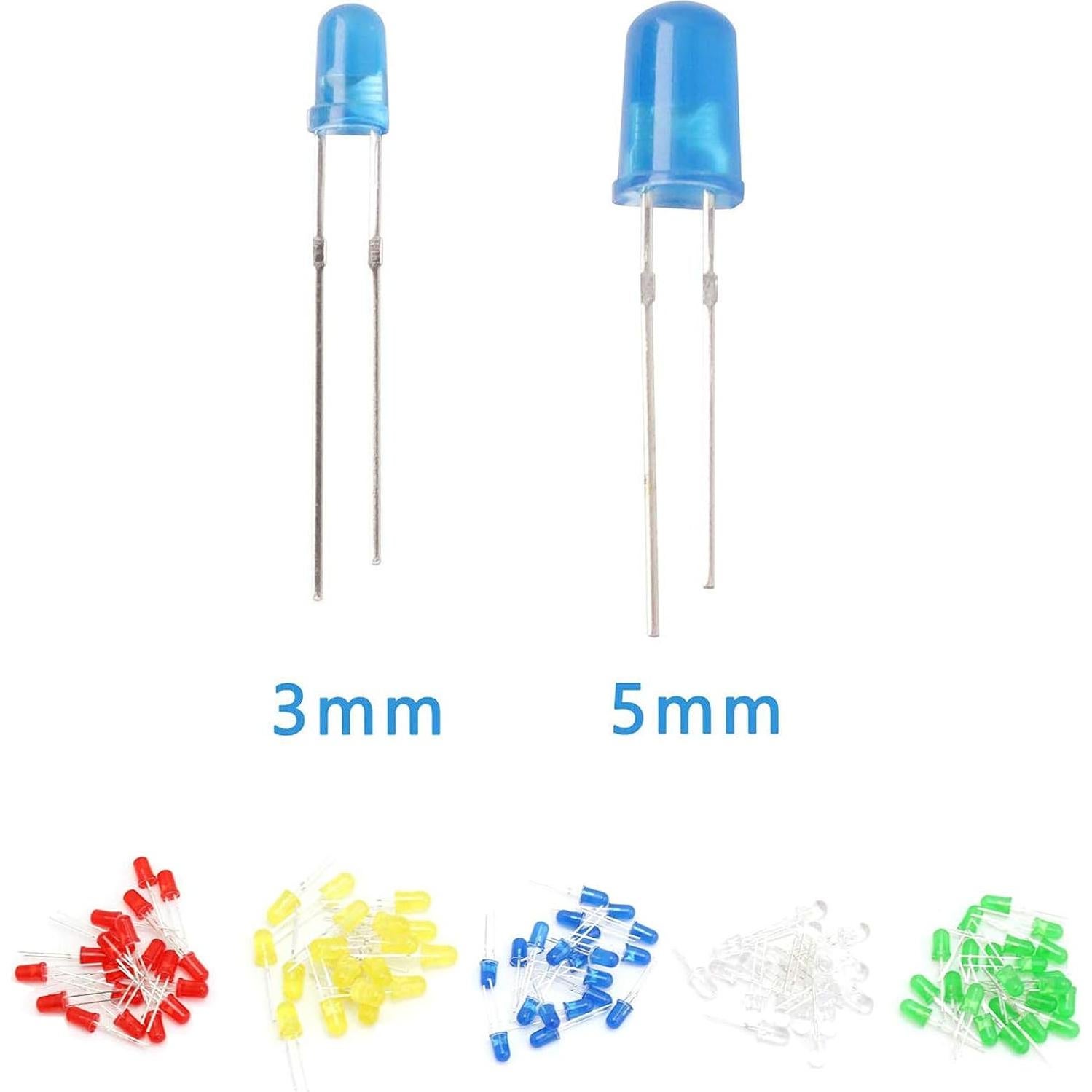 Kit de 300 Diodos LED 3mm y 5mm Adeept con Caja